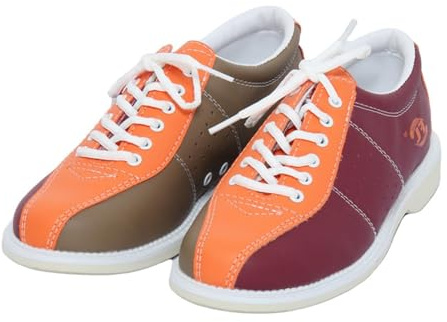 VEACAM Scarpe da Bowling da Uomo per Giocatori di Bocce Mancini Destri Sneakers da Ginnastica con Lacci Leggere Suole Scorrevoli,Arancia,43 EU