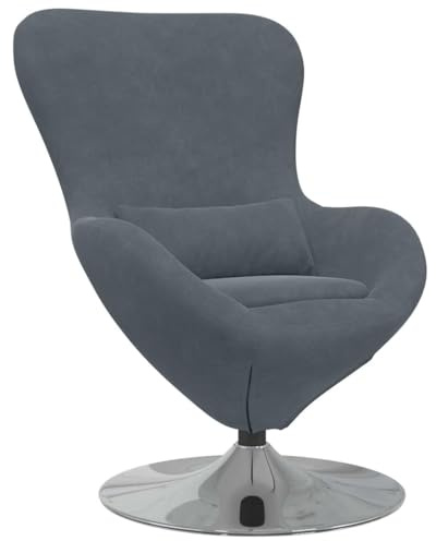 vidaXL Poltrona uovo Grigio scuro Velluto, Poltrona Moderna in Velluto, Sgabello Girevole Elegante, Comodo Sedile per il Soggiorno, Arredo Interno Chic