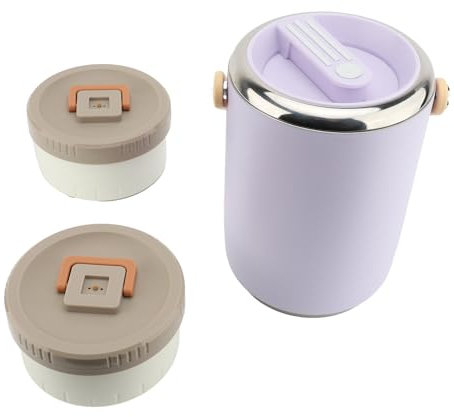 ZPSHYD Récipient alimentaire isotherme de 2 L, en acier inoxydable 304, empilable, portable, boîte à déjeuner isotherme avec couvercles ED pour adultes, violet