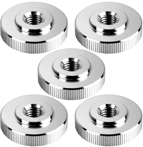 5 Pezzi DIN 467 M10 Dadi Zigrinati,Dado Zigrinato Rotonde in Acciaio Inox,Stringere a Mano Parti di Fissaggio Dadi,Manopole Femminile Filettato con Foro Passante per Macchine Utensili