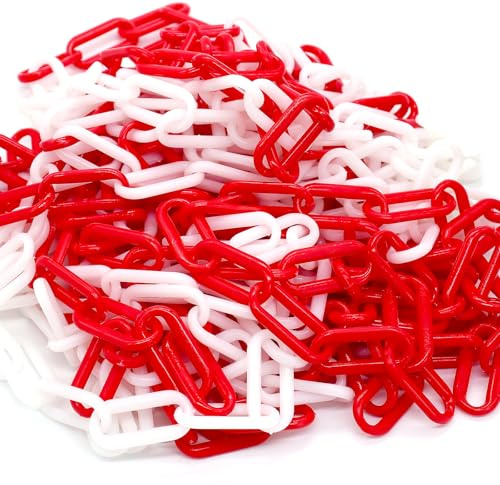WYYFXY® Kunststoffkette Rot Weiß Absperrkette Rot Weiß Kunststoff Kette Plastik Absperrung 10M × 6mm Warnkette zum Absperren von Flächen, Leicht und Praktisch