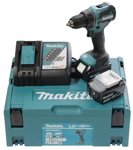 Makita DDF490RFJ Akku-Bohrschrauber 18V / 3,0 Ah, 2 Akkus + Ladegerät im MAKPAC