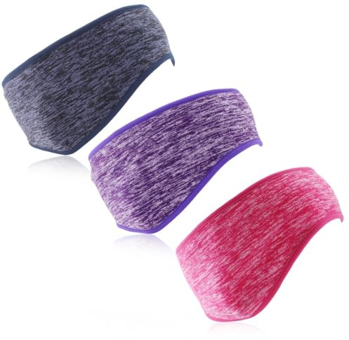 COYUN 3 Pcs Polaire Bandeau de Sport Femmes Hommes Bandeau Cheveux Sport Bandeau Cache Oreille Chaleureux Confortable, Hiver Bandeau Cache-Oreilles Tissu avec Couverture Complète Oreille (Multicolore)