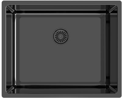 Fregadero Bajo Encimera Edesa FUJI BE 50X40 cm, 1 Cubeta Cuadrada, Profundidad 18 cm, Fonoabsorbente, Accesorios Incluidos, Acero Inoxidable, Color Negro
