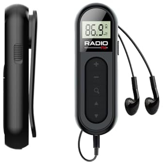 Mini radio FM portátil, 300 mAh, USB, recargable, radio digital, receptor de radio FM con abrazadera DSP para cinturón, auriculares, pantalla LCD, radio transistor para correr, pasear, viajar