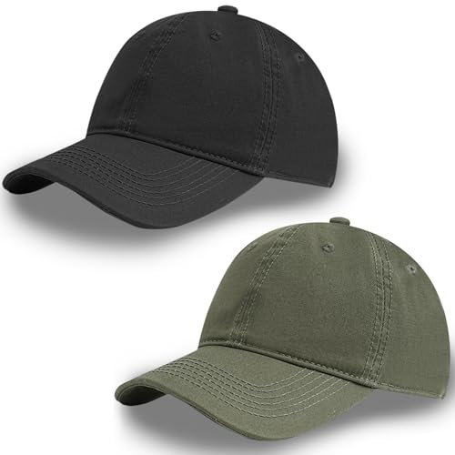 Winsegom 2Pcs Baseball Caps, Sun Protection Baseball Cap with Long Brim Breathable Sunshade Men Hats with Adjustable 56-60cm for Mens Running Climbing Walking Sports