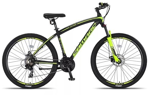 DEPORBIKES Mountainbike für Erwachsene, 73,7 cm (29 Zoll), Aluminiumrahmen + 21 Shimano Gänge + Verriegelung vorne + hydraulische Scheibenbremsen | sicher und robust (Schwarz/Grün)