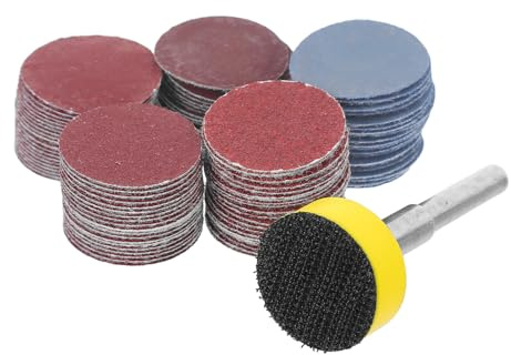 KONTONTY 100 Pezzi Dischi Abrasivi Floccati Rotondi 100 Pezzi, Carta Vetrata Grana 100/180/240/1500 per Trapano, Levigatura Legno, Metallo e Auto, Kit Accessori Utensili Rotanti Fissaggio
