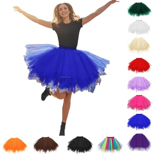 Gonne Tulle Donna Gonne Da Donna Gonna Rossa 3Xl 50 Strega Corte Carnevale Petticoat Tutu Nera Tema Sottogonna Vestito Adulto Danza Classica Lilla Corta Halloween Vintage Gonnellino,blu