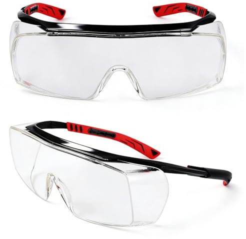 Sicherheits Überbrille, Anti Kratzer & Fog Schutzbrille für Brillenträger