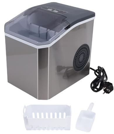 Oreilet Máquina para Hacer Hielo en Encimera, Máquina de Hielo Portátil Automática con Cesta y Cuchara, Cubitos de Tipo Bala en 6 Minutos, Silenciosa, para el Hogar, Cocina (Enchufe europeo 220V)