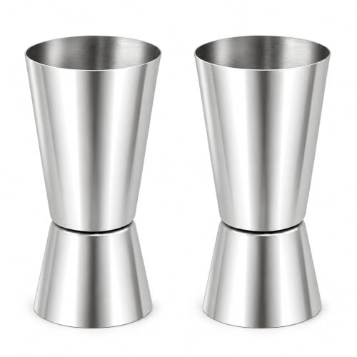 2 Stainless Steel Spirit Measures with 25ml & 50ml Ends Cocktail Jigger Set | For Precise Pouring And Cocktails, Ideal For Home Bars, Parties, And Gifts, Lightweight With Polished Stainless Steel Finish.