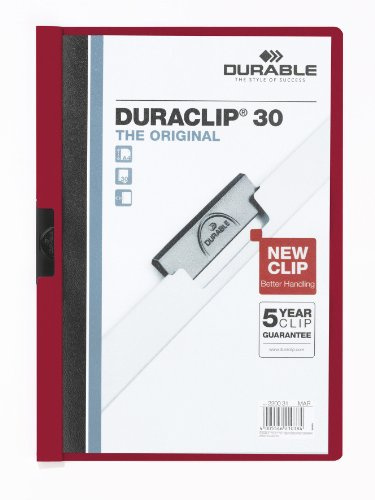 Durable 220031 KLÄMMAPP DURACLIP® 30, mörkröd, 25 stycken