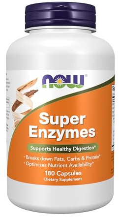 NOW Foods Supplements, Super Enzymes, Formulated with Bromelain, Ox Bile, Pancreatin and Papain,180 Capsules
