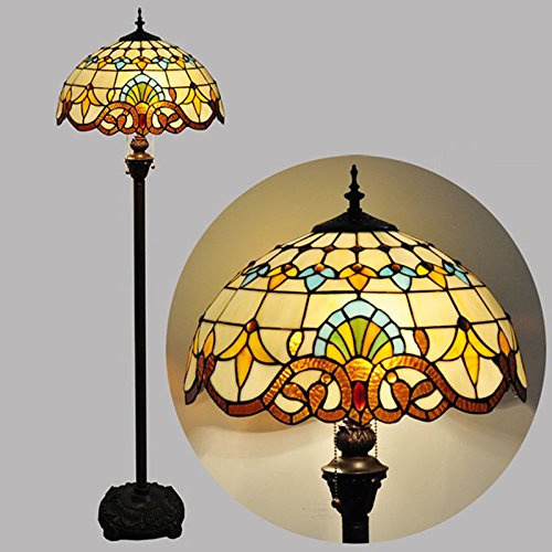 OOVOV Tiffany Baroque Living Room Floor Lamp Glass Bedroom Stand Light Study Room Stand Lamp