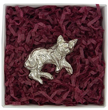 Schöne Tierfigur Spielerische Katze aus Zinn (Pewter) von Hand Gegossen