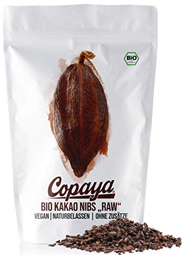 Copaya Bio Kakao Nibs Roh ohne Zusätze, Kakaonibs aus Peruanischen Kakaobohnen, Kontrollierte Premium Bohnen, Ungeröstet & Ungesüßt, Vorratspackung 1000g (1kg)