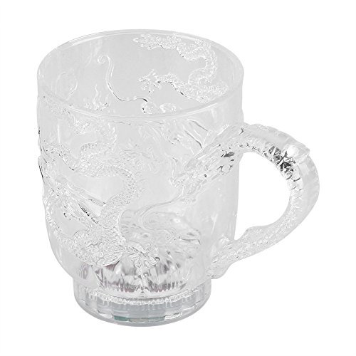 Fdit Bicchiere Vetro Bambini con Cannuccia Decorata in Vetro da caffè da Asporto Mug Americano da Passeggio Isolata in Vuoto Tazza Coppa Lampeggiante a LED Sensor Cup