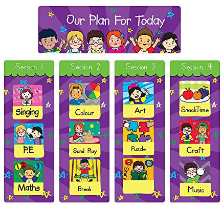 C.S. Kids Stundenplan für Kinder, Lehrer, Kindergärten, Schulen, Klassenzimmerdekoration, sonderpädagogischer Förderbedarf, visueller Stundenplan, 30 Magnete