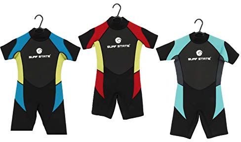 Surf State childs shorty wetsuits, infant childs kids girls boys wetsuit, choice of size and colour (blue/blue, 32 11-13 year)