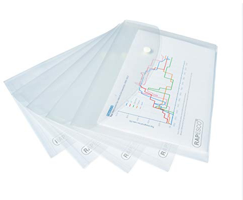 Rapesco 1588 ECO Pochette à Bouton Pression Recyclée, A5, Transparent, Lot de 5