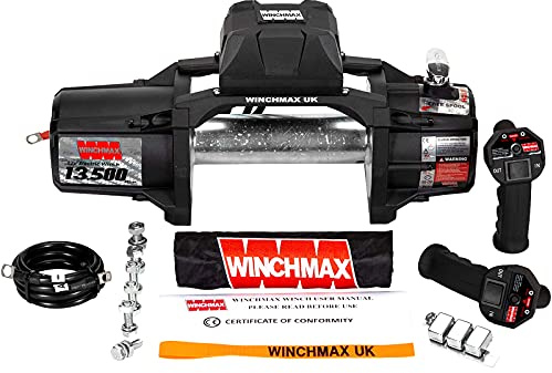 Winchmax 13.500 Libras (6.123 kg) Serie SL Cabrestante eléctrico de 12v de Grado Militar. Sin Cuerda, sin Fairlead. Control Remoto inalámbrico Doble.