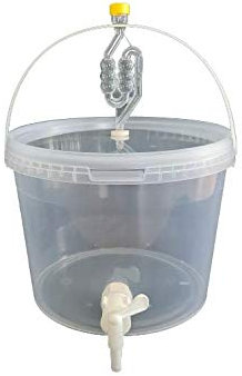 sil2018 Kompletter Gärbehälter 10L - Set: Gäreimer mit Gärröhrchen und Dichtgummi und Ablaufhahn aus Kunstoff, Eimer für Bier oder Wein mit Griff, transparent