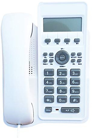 IBOWZ Téléphone Filaire Téléphone de Bureau - Téléphone Filaire Fixe,avec Affichage de l'identification de l'appelant Téléphone Fixe,pour la Maison,Le Bureau,l'hôtel,Conception sans Batterie,Blanc