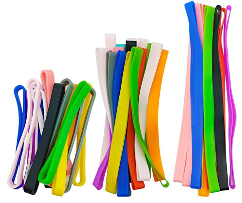 40pcs Silicone Rubber Bands Colorful Elastic Rubber Wrapping Bands Assorted Color Rubber Bands for Books,Exercise,Wallet Card,Cooking Boxes Wraps,Office Supplies(3 Sizes,Random Color)
