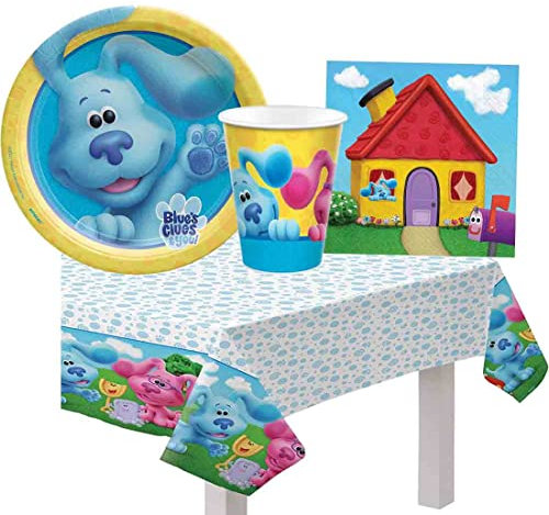 Kit n.78 Accessori Tavola Festa Blue's Clues & You! New Accessori per Festa a Tema della cagnolina Blue e Il Suo Giovane padroncino Josh