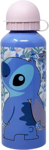 Disney Stitch Bouteille Réutilisable, Design Aluminium Résistant, Gourde pour Fille, Bouteille D'eau, Gourde Voyage, Capacité 500 ml (Rose)