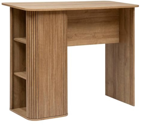 Atmosphera Créateur d'Intérieur - Table à Manger Bar Colva - 3 Compartiments de Rangement - Table Haute Effet Chêne - L120cm x H102cm