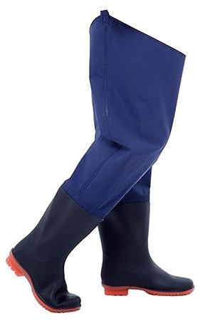 Hip Waders PVC Waterproof Hip Wading Boots, Male and Female Rice Planting, Outdoor Fishing, Food Processing (Color : Blue, Size : 8.5)