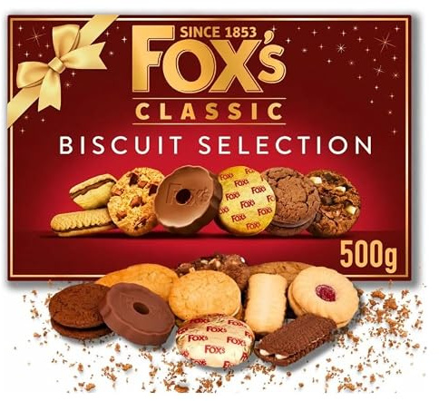 Foxs Fabulously Biscuit Selection Assortment Luxury Box 500g |9 Varieties Milk, Dark Choc Chunkie Cookies, Orange Sundae, Rounds, Viennese Fingers, Butter, Gift for Christmas