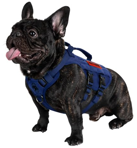 OneTigris Anti Zug Hundegeschirr Mittelgroße Hunde, AIRE MESH Taktisches Geschirr mit 2 Griff & 3 D-Ringen, No Pull Hundegeschirr Grosse Hunde, Atmungsaktiv Verstellbar Brustgeschirr, Blau S