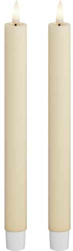 Deluxe Homeart LED-Kerze für den Innenbereich, flammenlos, 2 Stück, mit Real Flame™-Technologie, batteriebetriebene Kerzen (24 cm, cremefarben)