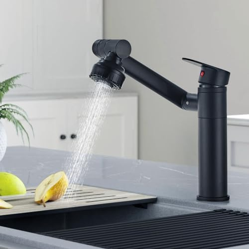 Universeller 360 ° drehbarer Wasserhahn, Wasserhahn Bad, Kaltwasserhahn Gäste WC Waschbeckenarmatur, Warm- und Kaltwasserhahn Für Badezimmer (Schwarz)