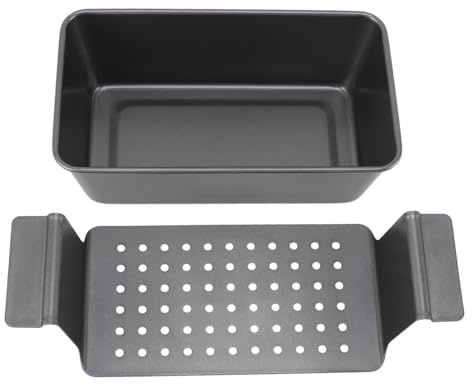 Tomotato Molde para Pan, Molde Antiadherente Rectangular con Bandeja de Drenaje para Hornear Carne y Pasteles, Acero al Carbono, 30x20 cm, para Cocina Casera y Repostería