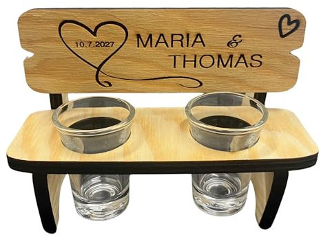 Engraved Liquor Bench, Personalized wooden bench with 2 Brandy Glasses, Engraved Brandy Bank and Brandy Glasses, Personalized with Name, Gift, Wedding anniversary, Anniversary Birthday Congratulations