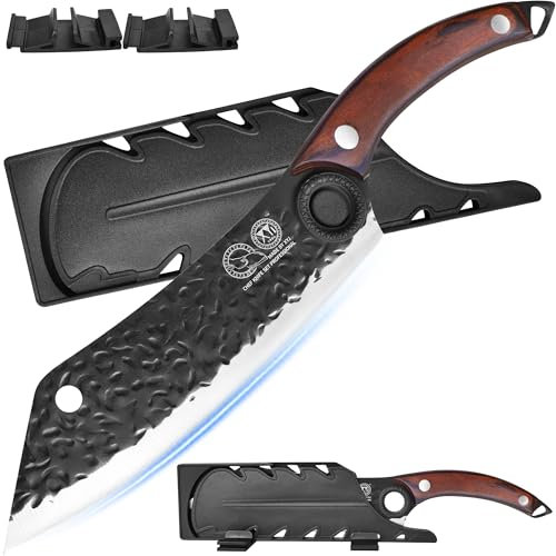 XYJ Coltello da cuoco da 8 pollici, acciaio ad alto tenore di carbonio, coltello da affettare giapponese forgiato a mano per il taglio della carne, coltello da cucina con affettatrice