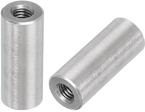 QUARKZMAN 10pcs M5 Rond Connecteur Écrous, 304 Inox Acier Accouplement Écrou 25mm/1 Longueur Manchon Tige Barre Goujon Écrou pour Support, M5x25x10mm