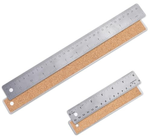 2 Stk Lineal 30 Cm Lineal 15cm Metall Lineal Stahllineal Stahlmaßstab Grundschule Mit Rutschfester Kork Rückseite Präzisions Doppelseitenskala Kante Stahllineal Gerader Rand Lineal Metall Messwerkzeug