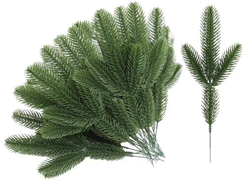 TheStriven 36 Stück Künstliche Simulation Kiefernnadeln Künstliche Kiefer Zweige Kunststoff Kiefernblätter Grüne Pflanzen Kiefernnadeln Künstliche Kiefernnadeln für DIY-Girland Weihnachtsdekor (Grün)
