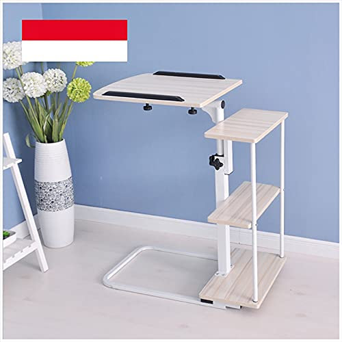Überbetttisch, beweglicher, höhenverstellbarer Überbetttisch, Laptopwagen – tragbarer PC-Notebook-Schreibarbeitsplatz – Laptoptisch auf Rollen für Wohnzimmer/Schlafzimmer