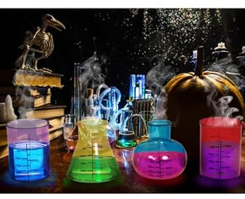 Struts Mad Scientist Assorted Mini Lab Beakers Pack 4 Halloween Plastic Shot Glasses