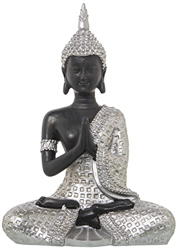 FIGURA RESINA BUDA PLATEADO/MARRON 18X10X26CM