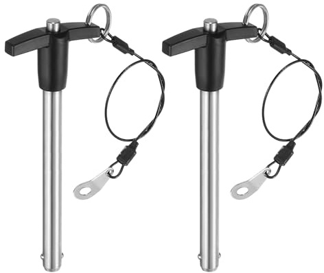 QUARKZMAN 2 Stück T-Griff Verriegelungsstifte, 9,5 mm x 90 mm Schnellverschlussstifte Verwendungslänge Edelstahl Druckknopf-Schnellspannstift Kugelsperrbolzen