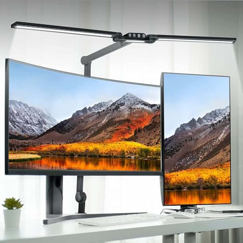 Rosnek Verformbare LED Schreibtischlampe 95cm, 24 W Große Architekten-Schreibtischlampe, 5 Farbtemperaturen & Automatisch Dimmbare Bürobeleuchtung, Berührungssteuerung, Augenschutz