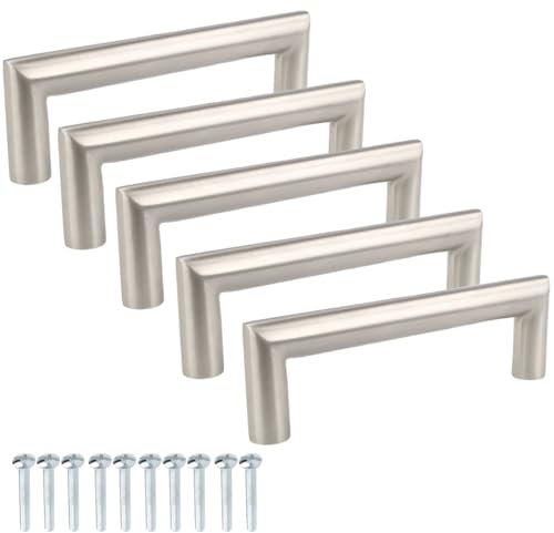 MS Beschläge Edelstahl Schrankgriff – Schubladengriff- Möbelgriff matt gebürstet – rostfrei – Ø 12mm - LA 96–320 mm – inkl. Montageschrauben – für Küche, Bad und Wohnzimmer (5, Lochabstand 128mm)