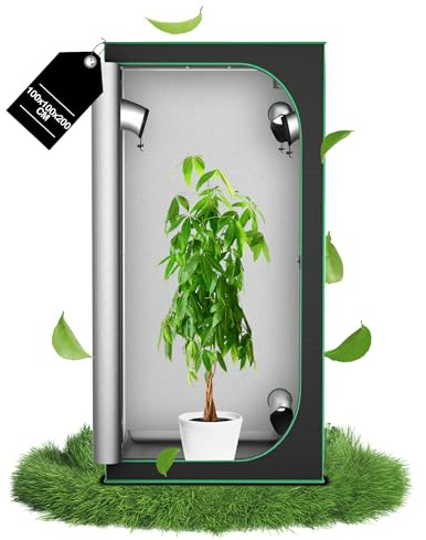 YRHome Growzelt für Indoor Growbox Lichtdicht & Wasserdicht mit Transparentem Sichtfenster Pflanzenzelt aus 600D Oxford-Stoff Zuchtzelt Indoor Anbauzelt Grow Tent für Tomaten Gemüse - 100x100x200cm
